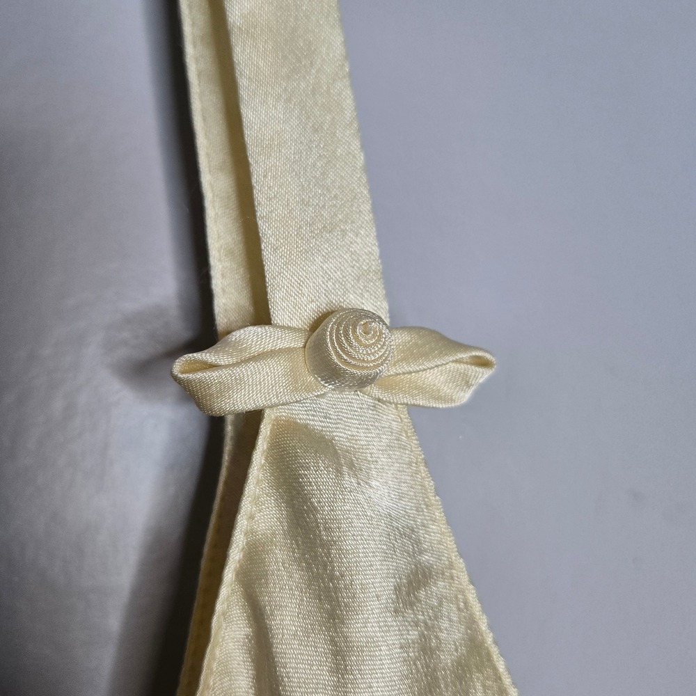Vtg Oscar de la Renta Pale Yellow Satin Slip Dress Cami Nightgown Logo M L - Picture 6 of 7